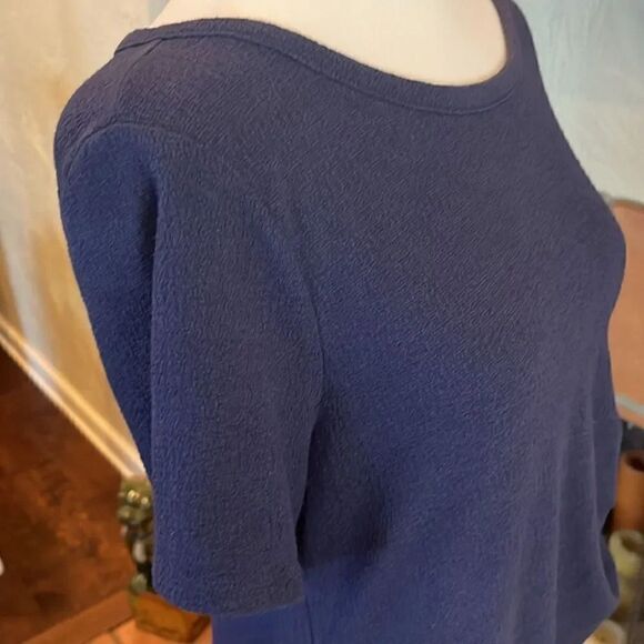 A Pea in the Pod Navy Blue RUFFLE HEM SIDE TIE MATERNITY DRESS, L! - Picture 5 of 10